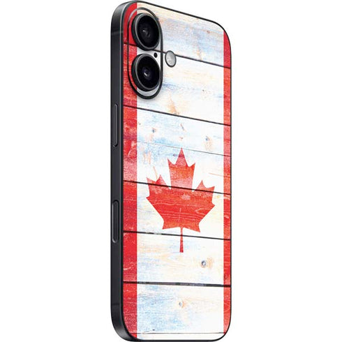 Canada Flag Light Wood iPhone 16 Skin